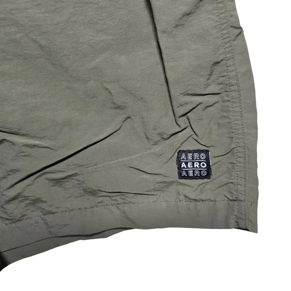 Aeropostale Mens Olive  Shorts Black Draw String Waist Pristine Sz Large Pockets